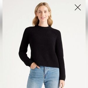 Quince 100% Organic Cotton Fisherman Sweater Black size Large